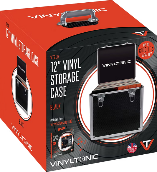 Vinyl Tonic Black 12" Storage Case (x100 Records) Includes x10 Vinyl Sleeves